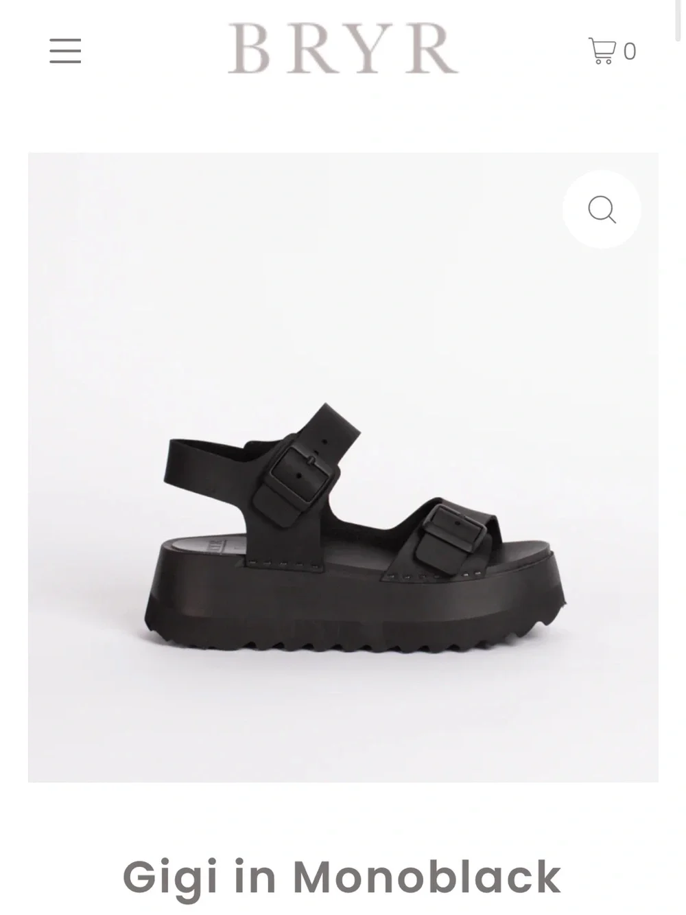 BRYR Gigi Platform Chonk Sandals in Monochrome Black size 8 / 38 - Picture 1 of 11